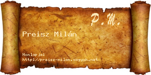 Preisz Milán névjegykártya